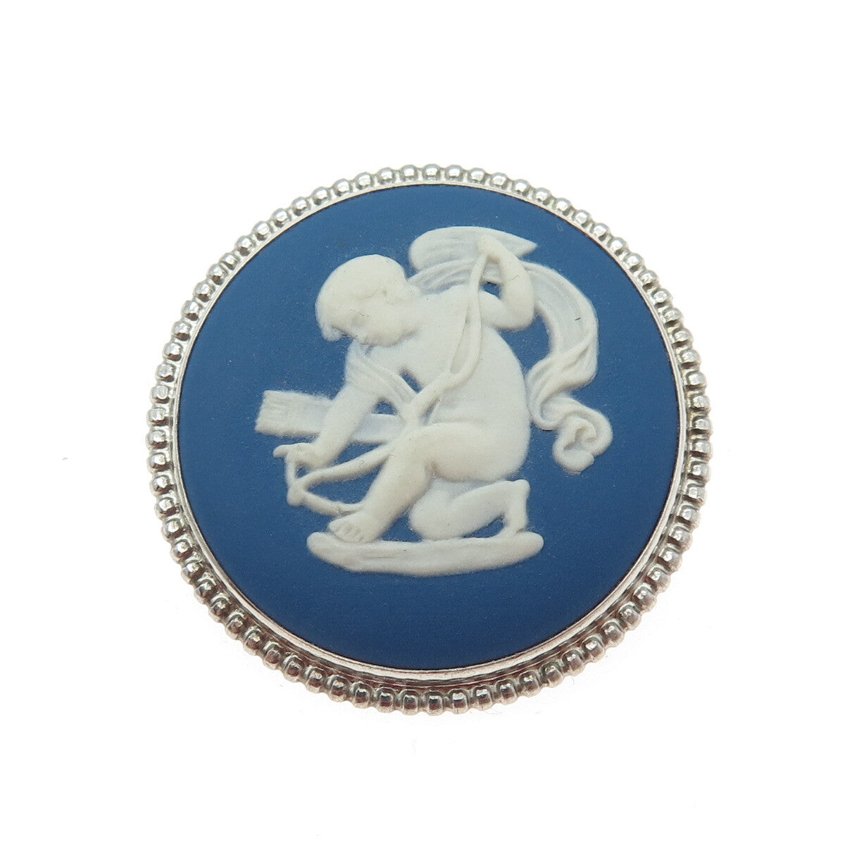 WEDGWOOD 925 Sterling Silver Vintage England Cameo Cupid Pin Brooch #76