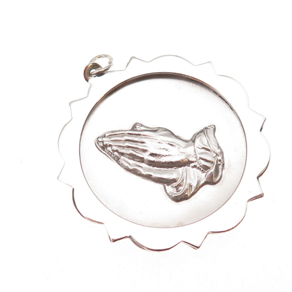 925 Sterling Silver Vintage Praying Hands Religious Charm Pendant