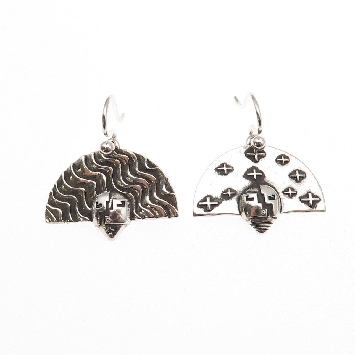 Joe Cajero 925 Sterling Silver Vintage Nurtured By Prayer Dangle Earrings