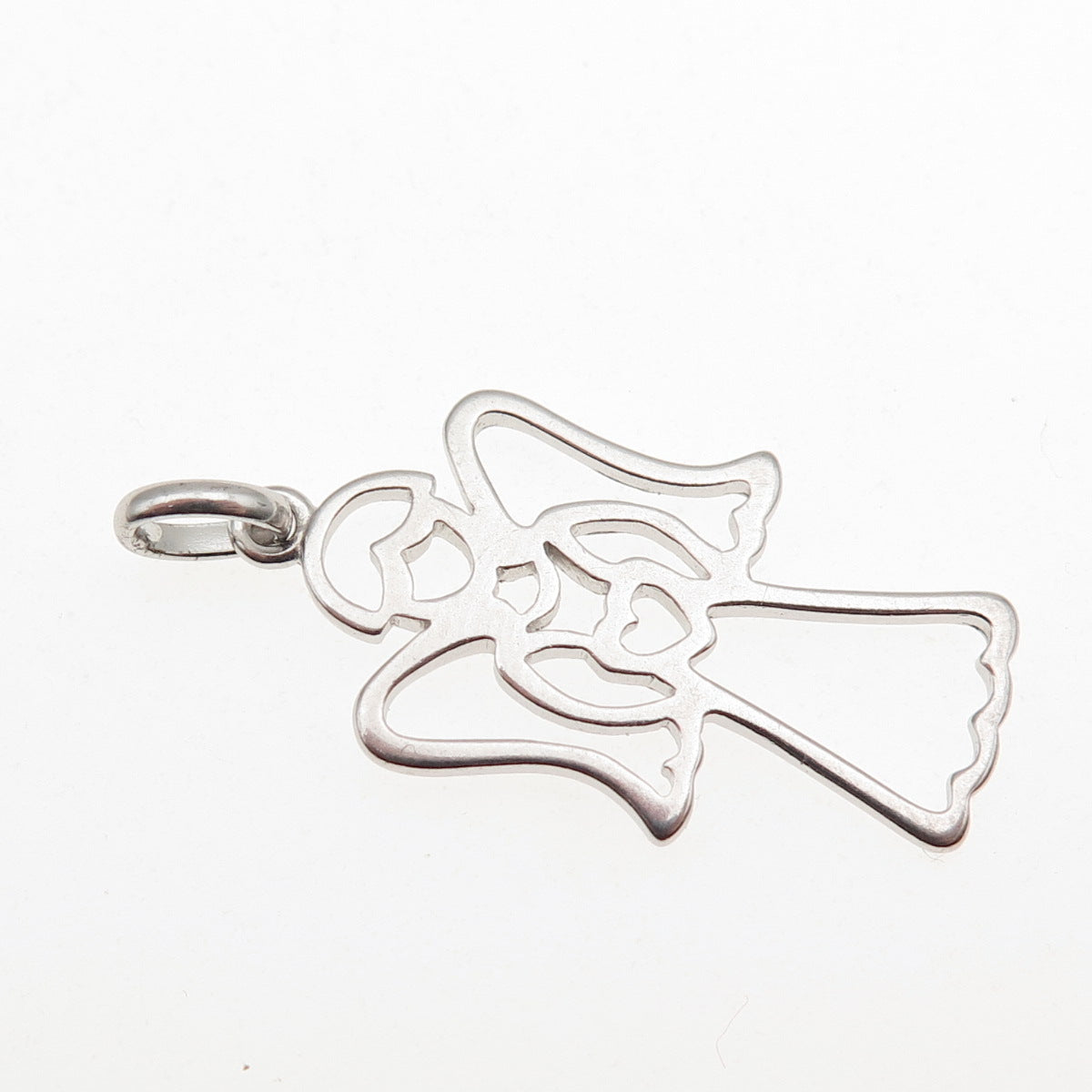 925 Sterling Silver Vintage BMD Heart Guardian Angel Charm Pendant