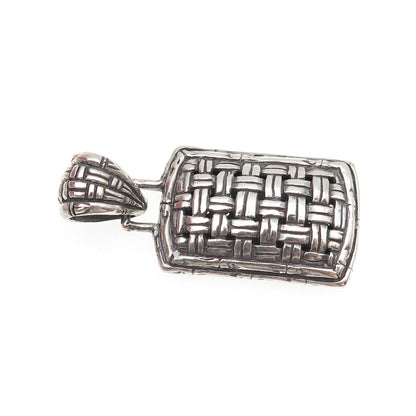 Sarda 925 Sterling Silver Vintage Woven Oxidized Charm Pendant