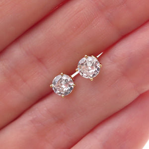 925 Sterling Silver Gold Plated Round-Cut C Z Stud Earrings