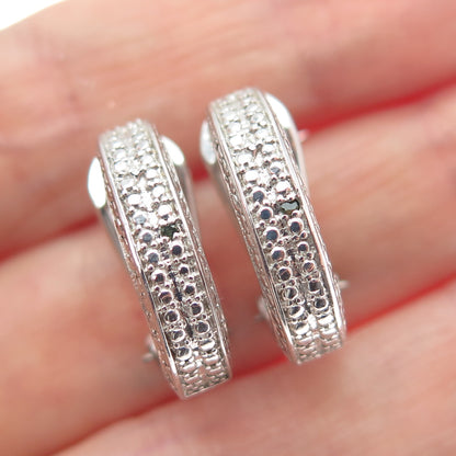 CHUCK CLEMENCY 925 Sterling Silver Real Green Diamond Omega Back Earrings