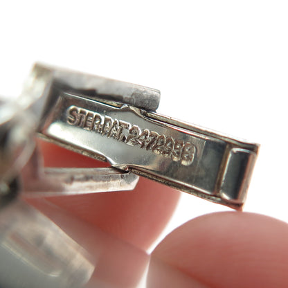 925 Sterling Silver Vintage Real Bloodstone Modernist Oxidized Cufflinks