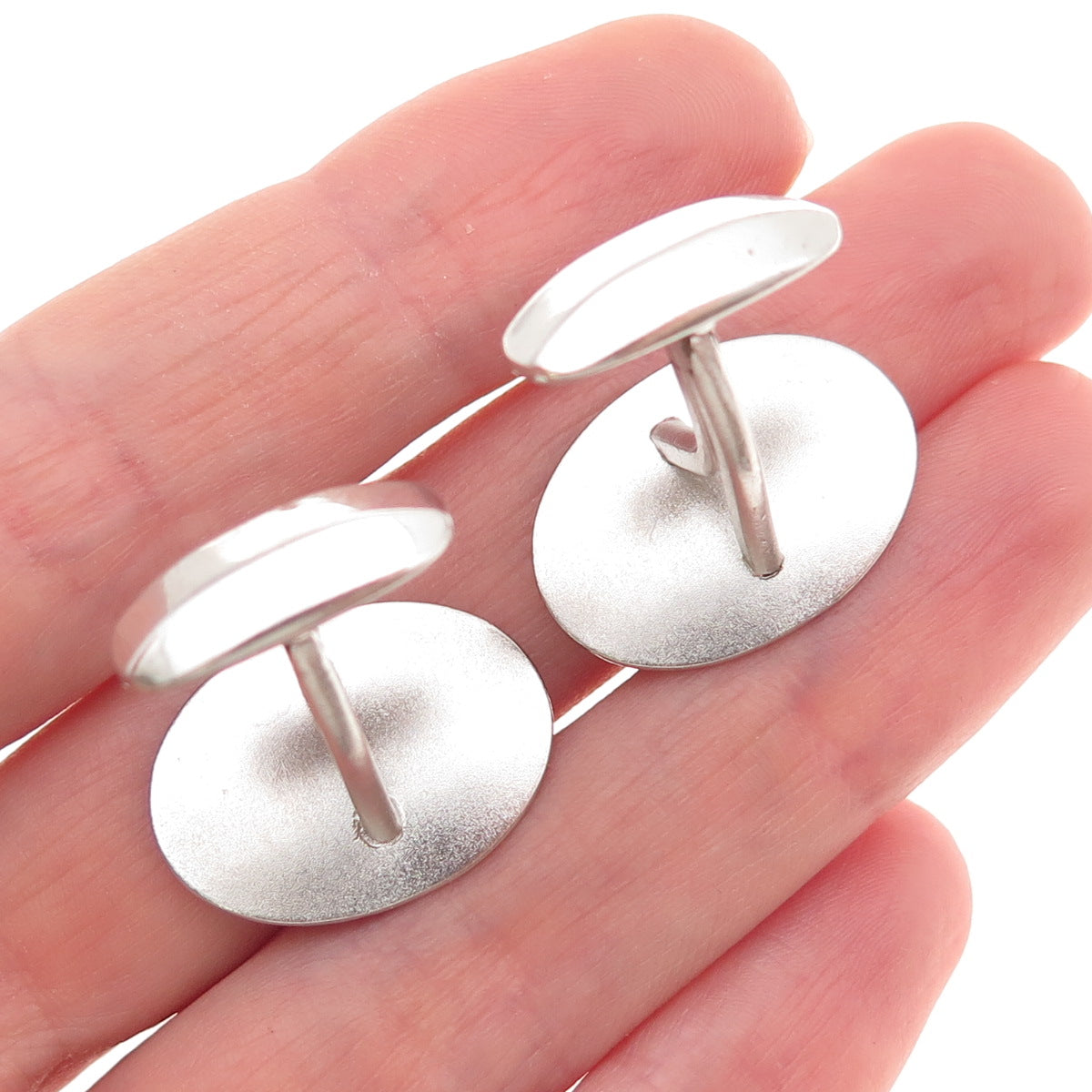 Simmons 925 Sterling Silver Antique Art Deco Engraved Floral Oval Cufflinks