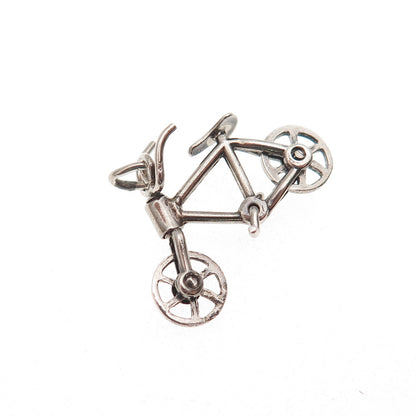 925 Sterling Silver Antique Art Deco Bicycle Movable Mini Charm Pendant
