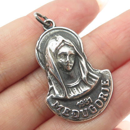 800 Silver Vintage 1981 Medugorje Religious Medal Pendant