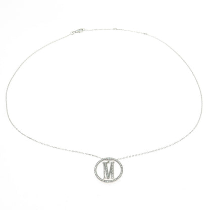 925 Sterling Silver Round-Cut C Z Letter "M" Initial Chain Necklace 16-18"