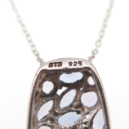 Chuck Clemency 925 Sterling Silver Real Tanzanite Cable Chain Necklace 20"