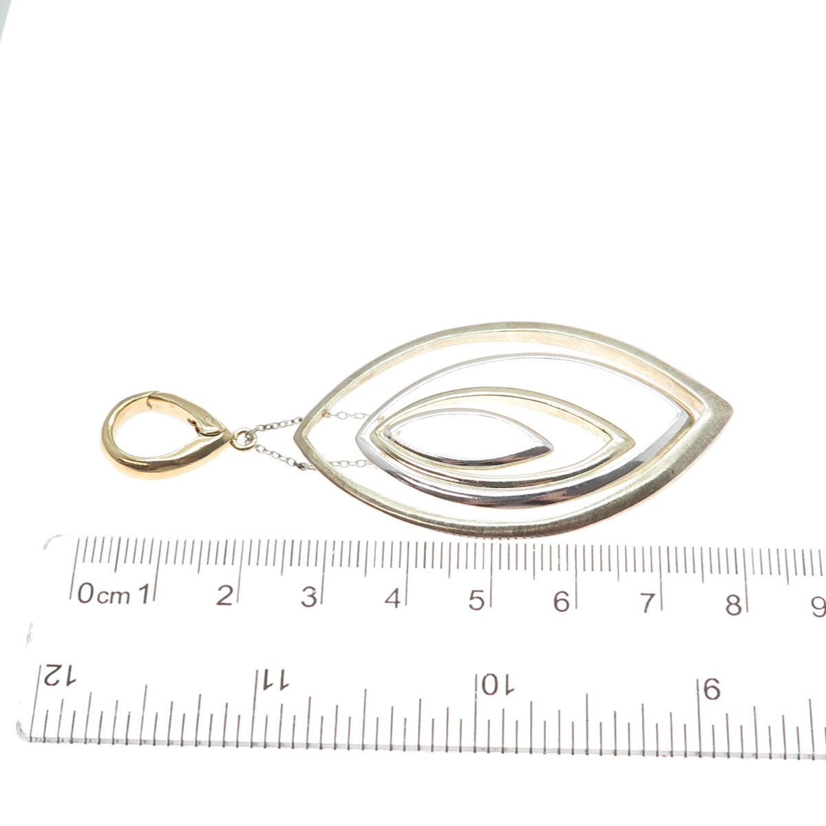 CAROLEE 925 Sterling Silver Gold Plated Vintage Modernist Petal Pendant