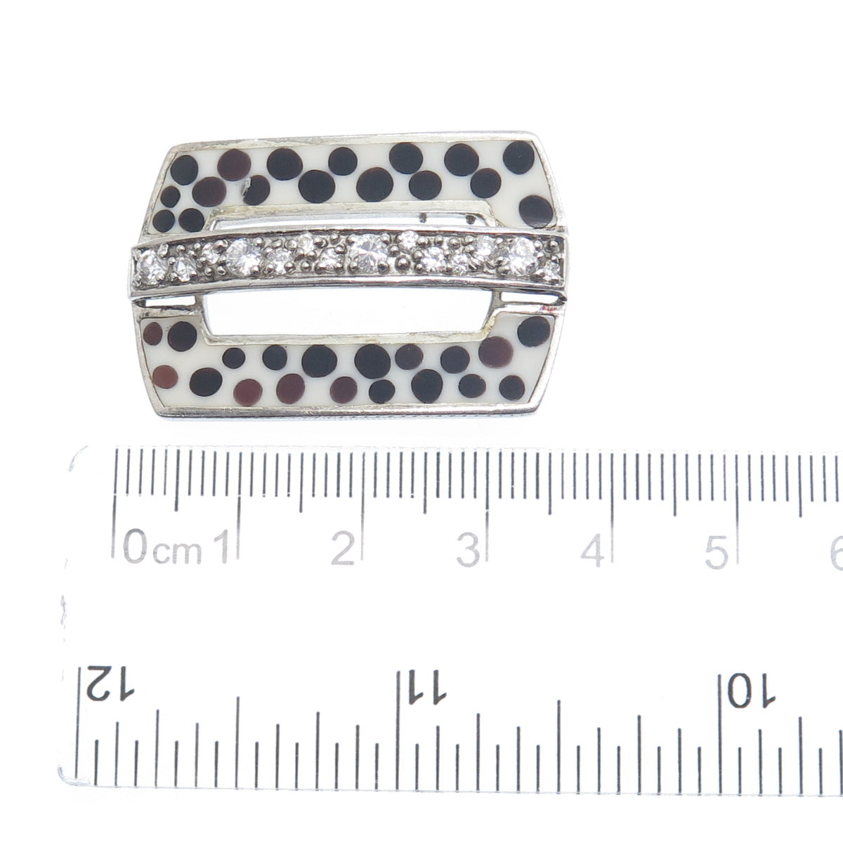 925 Sterling Silver Enamel & Round-Cut C Z Slide Pendant