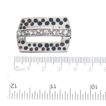 925 Sterling Silver Enamel & Round-Cut C Z Slide Pendant