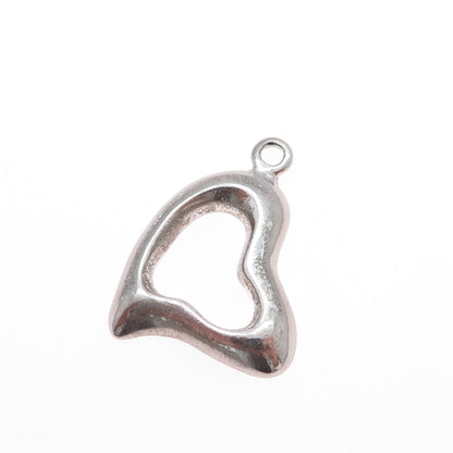 925 Sterling Silver Vintage Modernist Heart Minimalist Charm Pendant