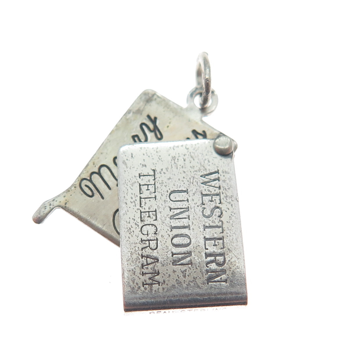 BEAU 925 Sterling Vintage Western Union Telegram Merry Christmas Charm Pendant