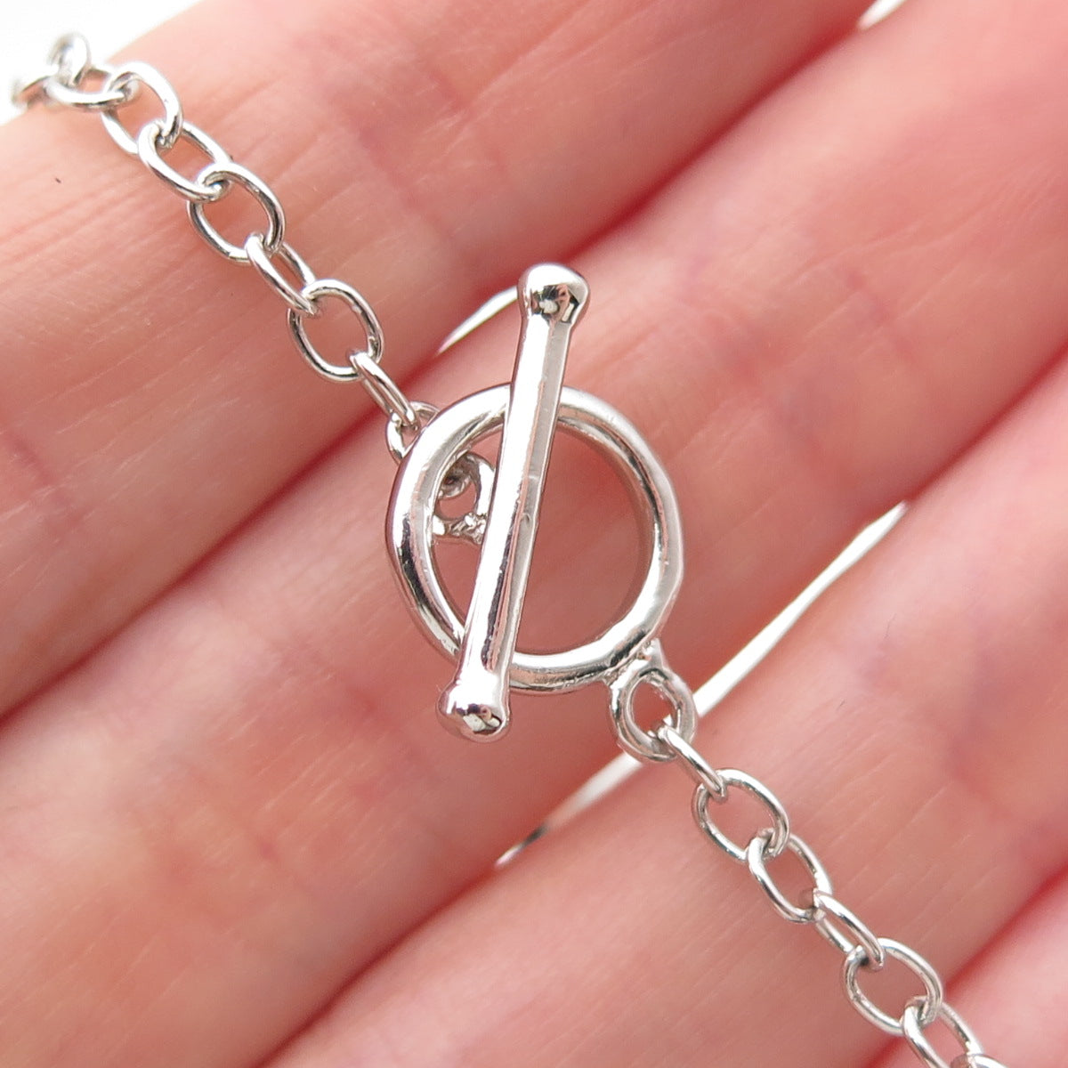 925 Sterling Silver Enamel Real Amethyst Butterfly Bracelet 7"