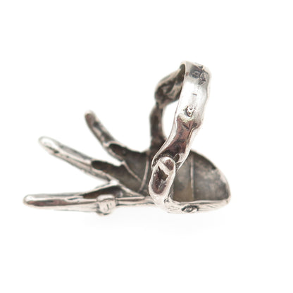 925 Sterling Silver Vintage Round-Cut C Z Hand Oxidized Ring Size 6