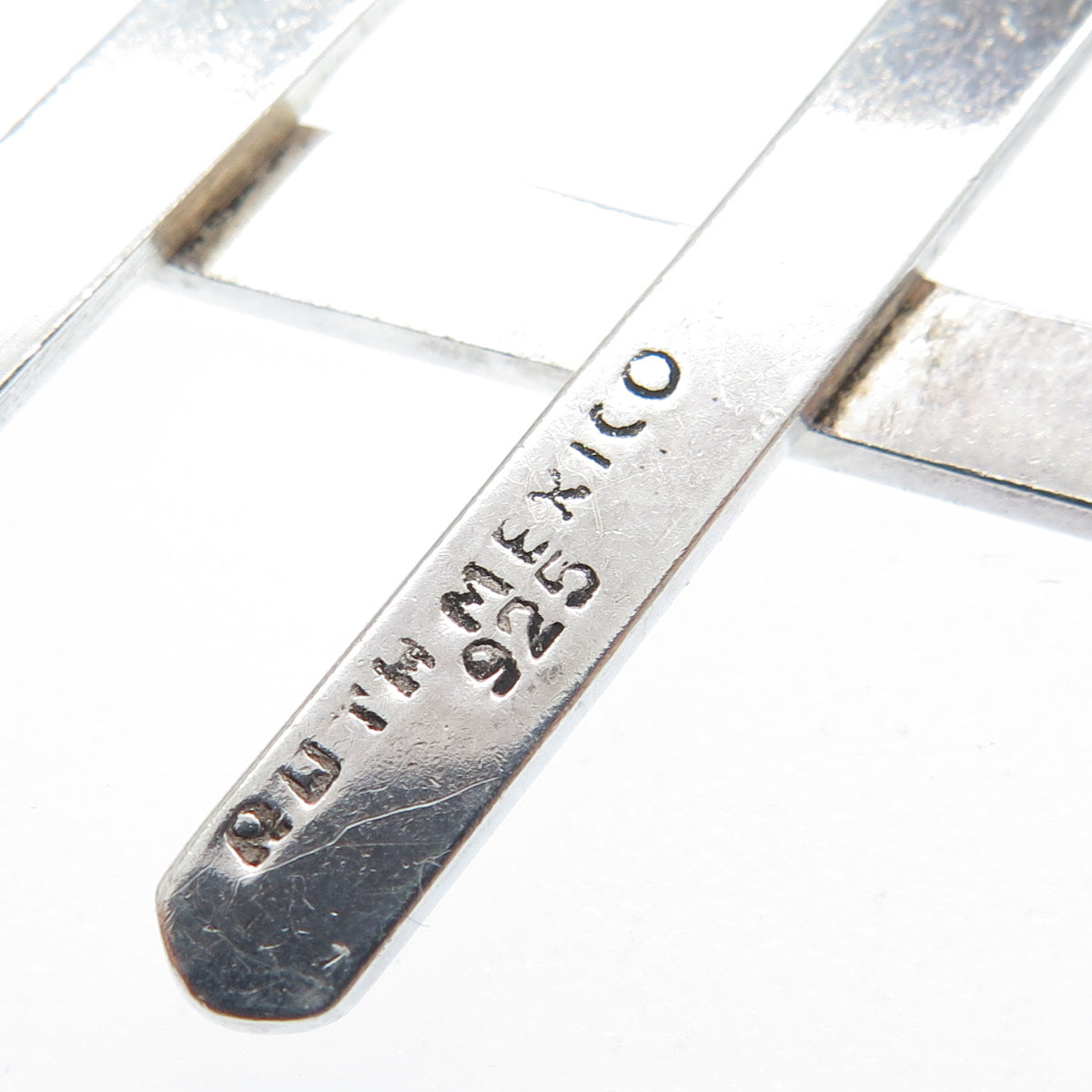 RUTH 925 Sterling Silver Vintage Mexico Crisscross Pin Brooch