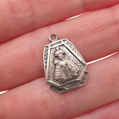 Creed Sterling Silver Antique Art Deco Infant of Prague Oxidized Charm Pendant