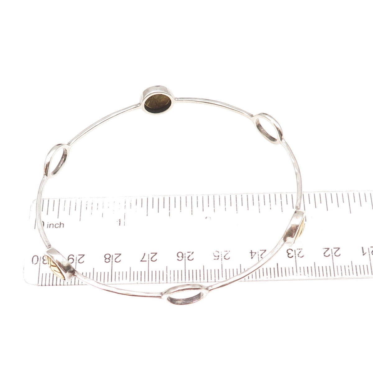 Silpada 925 Sterling Silver 2-Tone Vintage Station Bangle Bracelet 8.25"
