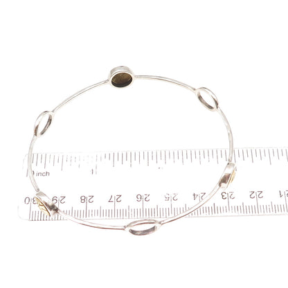 Silpada 925 Sterling Silver 2-Tone Vintage Station Bangle Bracelet 8.25"