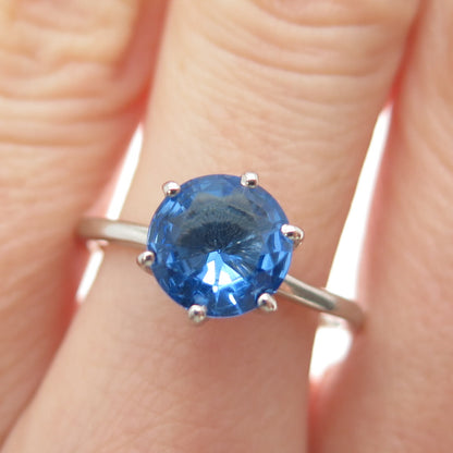 DAZZLERS 925 Sterling Silver Round-Cut Nano Tanzanite Ring Size 8