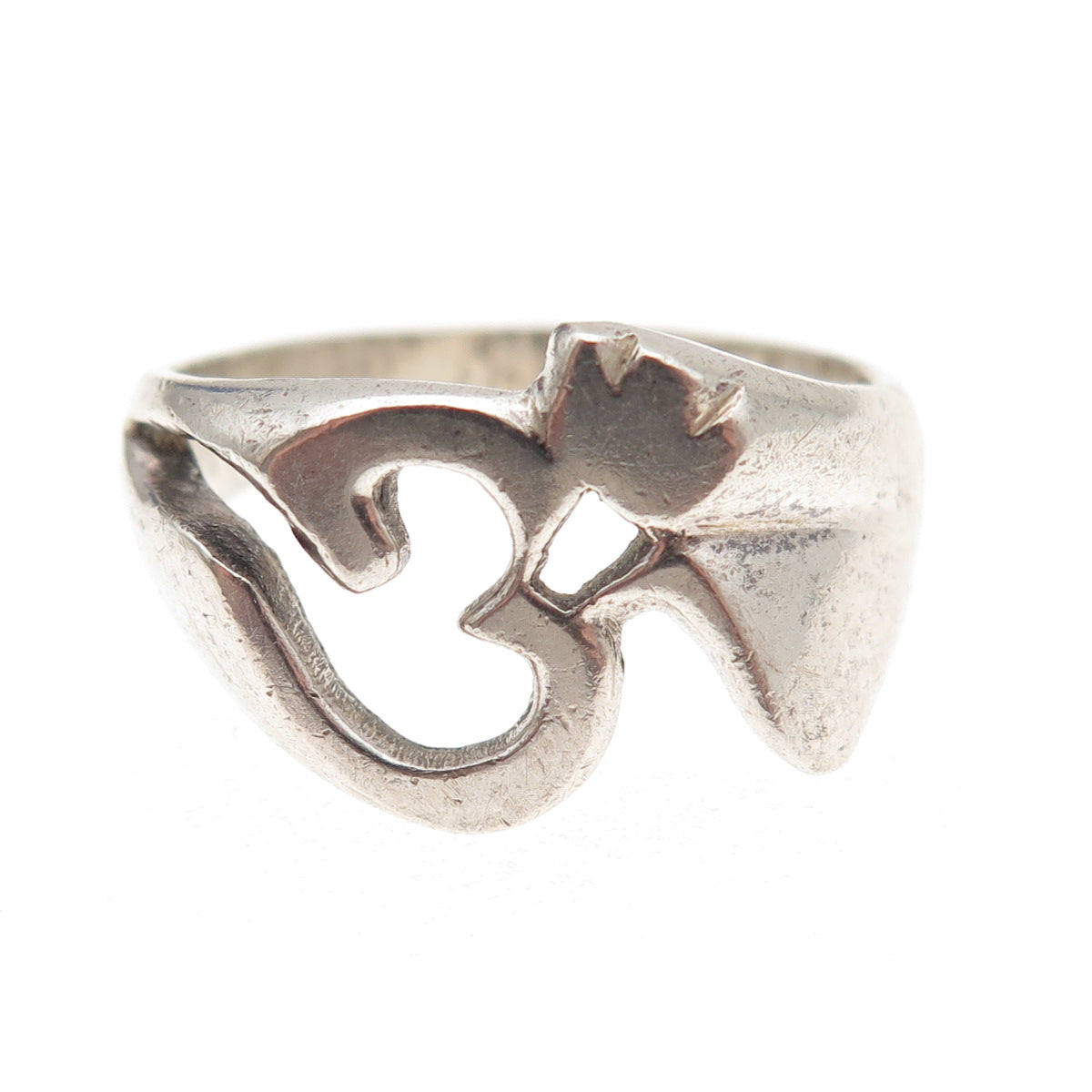 925 Sterling Silver Vintage Om Mantra Oxidized Ring Size 11