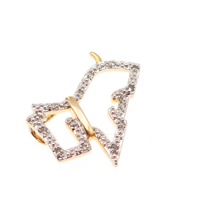 Charles Winston 925 Sterling Silver 2-Tone Real Diamond Slide Charm Pendant