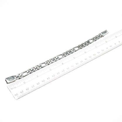 925 Sterling Silver Vintage Mexico Figaro Link Oxidized Bracelet 8"