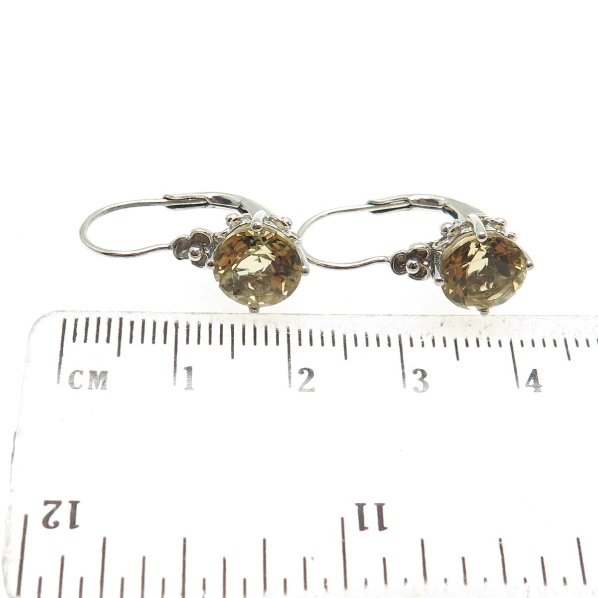 MICHELLE ALBALA 925 Sterling Silver Vintage Real Citrine Gemstone Earrings