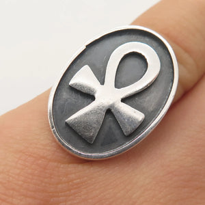 925 Sterling Silver Vintage Mexico Coptic Cross Adjustable Ring Size 5.5