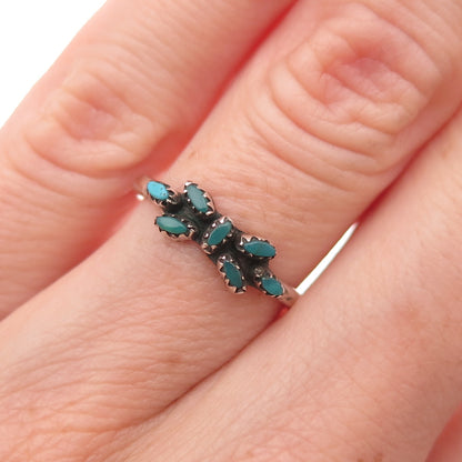 Old Pawn Sterling Silver Vintage Southwestern Turquoise Tribal Ring Size 4.75