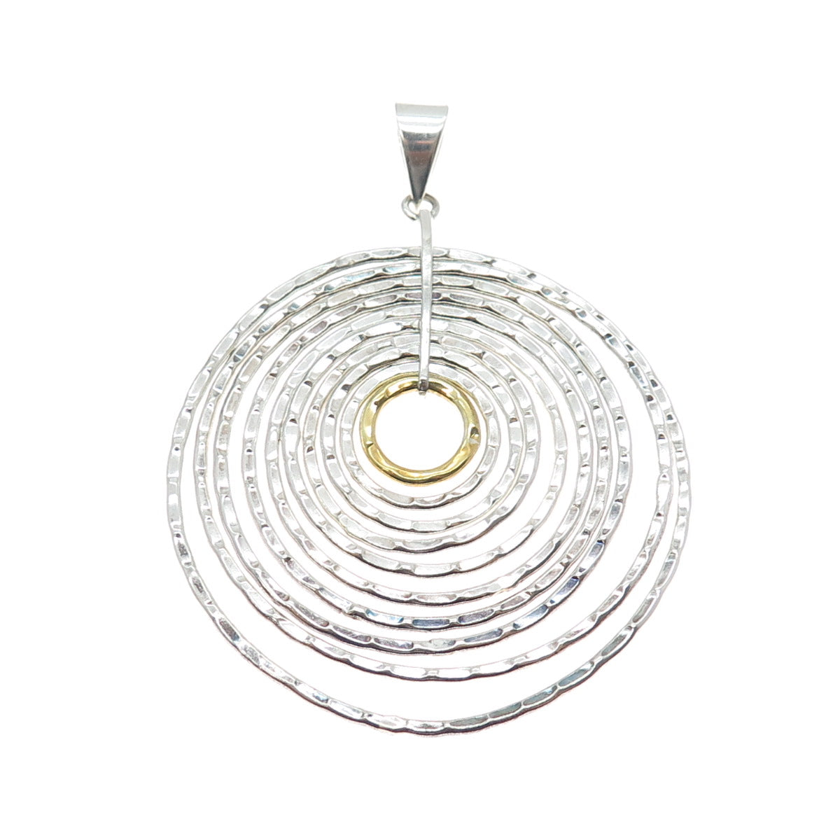 925 Sterling Silver 2-Tone Vintage CII Mexico Modernist Multi-Circle Pendant