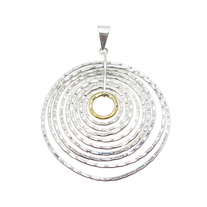 925 Sterling Silver 2-Tone Vintage CII Mexico Modernist Multi-Circle Pendant