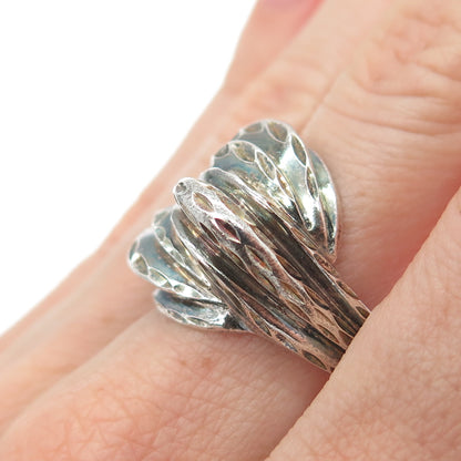 CHAPAL ZENRAY 925 Sterling Silver Vintage Modernist Ribbed Oxidized Ring Size 8