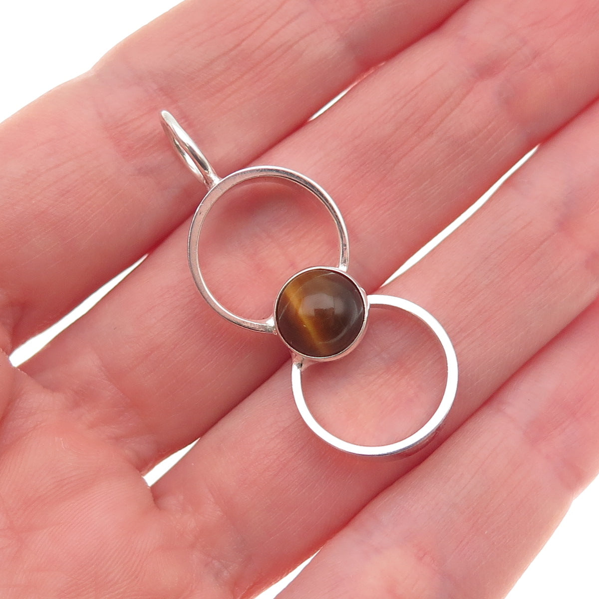 Kultaseppa Salovaara Sterling Vintage Finland Real Tiger Eye Modernist Pendant