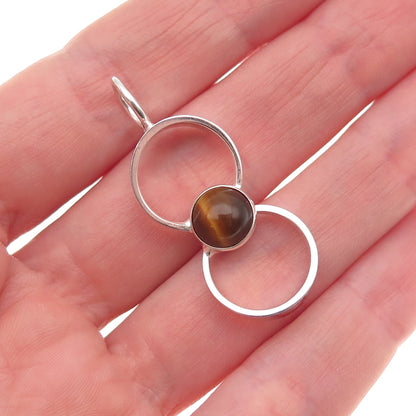 Kultaseppa Salovaara Sterling Vintage Finland Real Tiger Eye Modernist Pendant