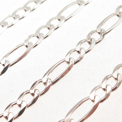925 Sterling Silver Italy Figaro Chain Necklace 24"