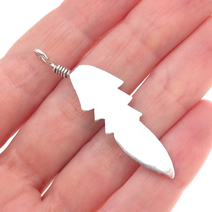 Old Pawn 925 Sterling Silver Vintage Southwestern Feather Tribal Charm Pendant