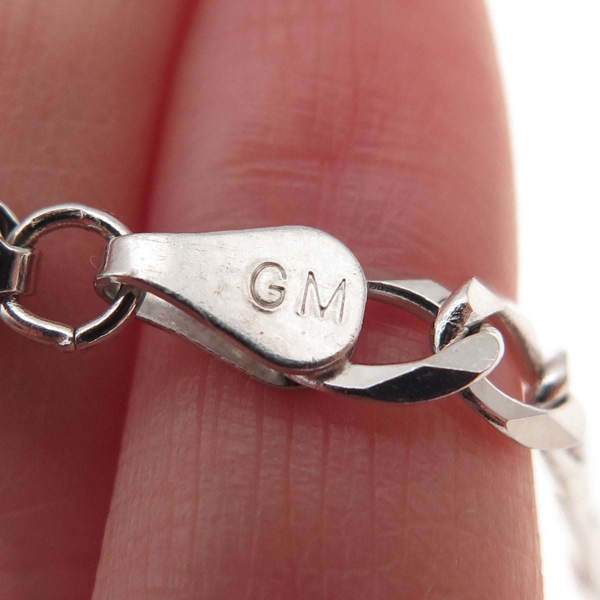 P. LUX 925 Sterling Silver Italy Figaro Chain Necklace 20"