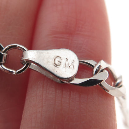 P. LUX 925 Sterling Silver Italy Figaro Chain Necklace 20"