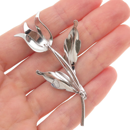 Van Dell 925 Sterling Silver Vintage Tulip Floral Pin Brooch