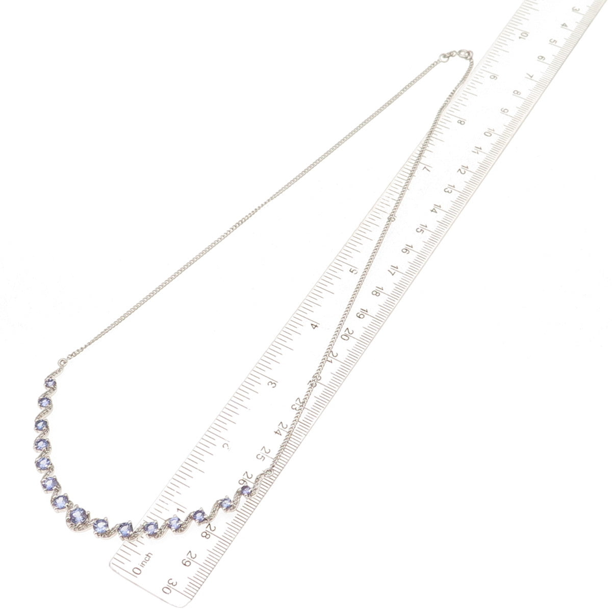 Chuck Clemency 925 Sterling Real Tanzanite & White Topaz Chain Necklace 18-20"