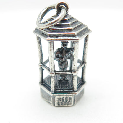 925 Sterling Silver Antique Art Deco "Keep Left" Traffic Controller Pendant