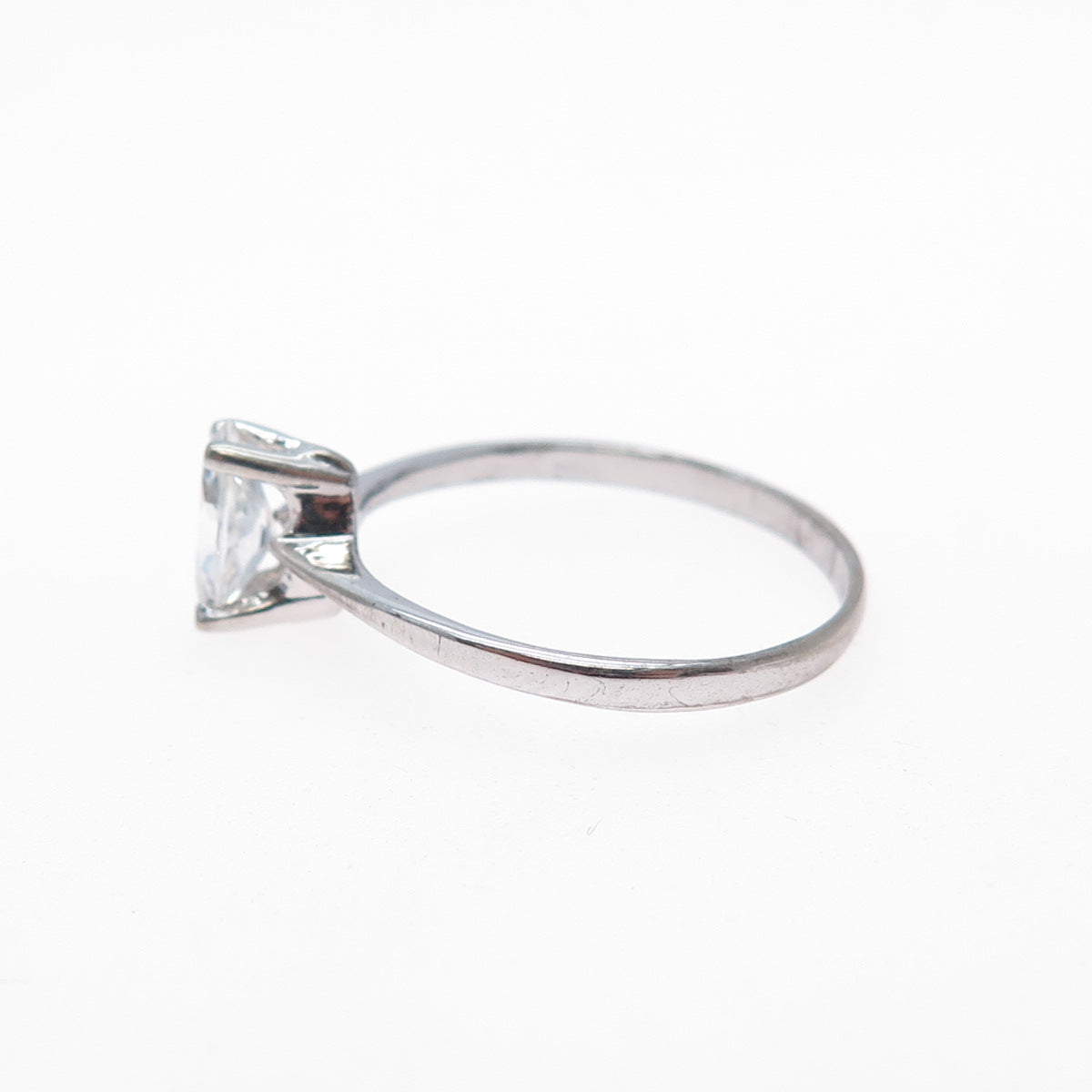 925 Sterling Silver Marquise-Cut C Z Engagement Ring Size 8