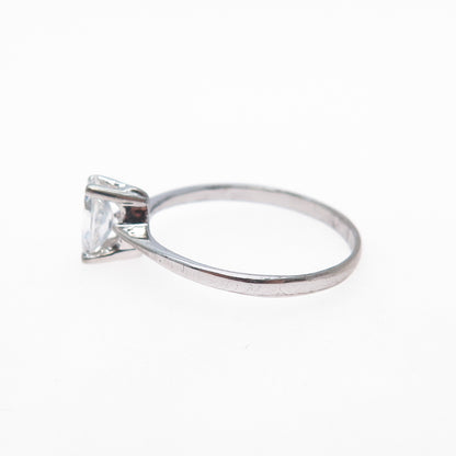 925 Sterling Silver Marquise-Cut C Z Engagement Ring Size 8