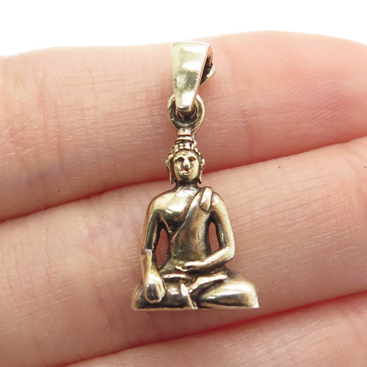 925 Sterling Silver Gold Plated Vintage Buddha Minimalist Charm Pendant