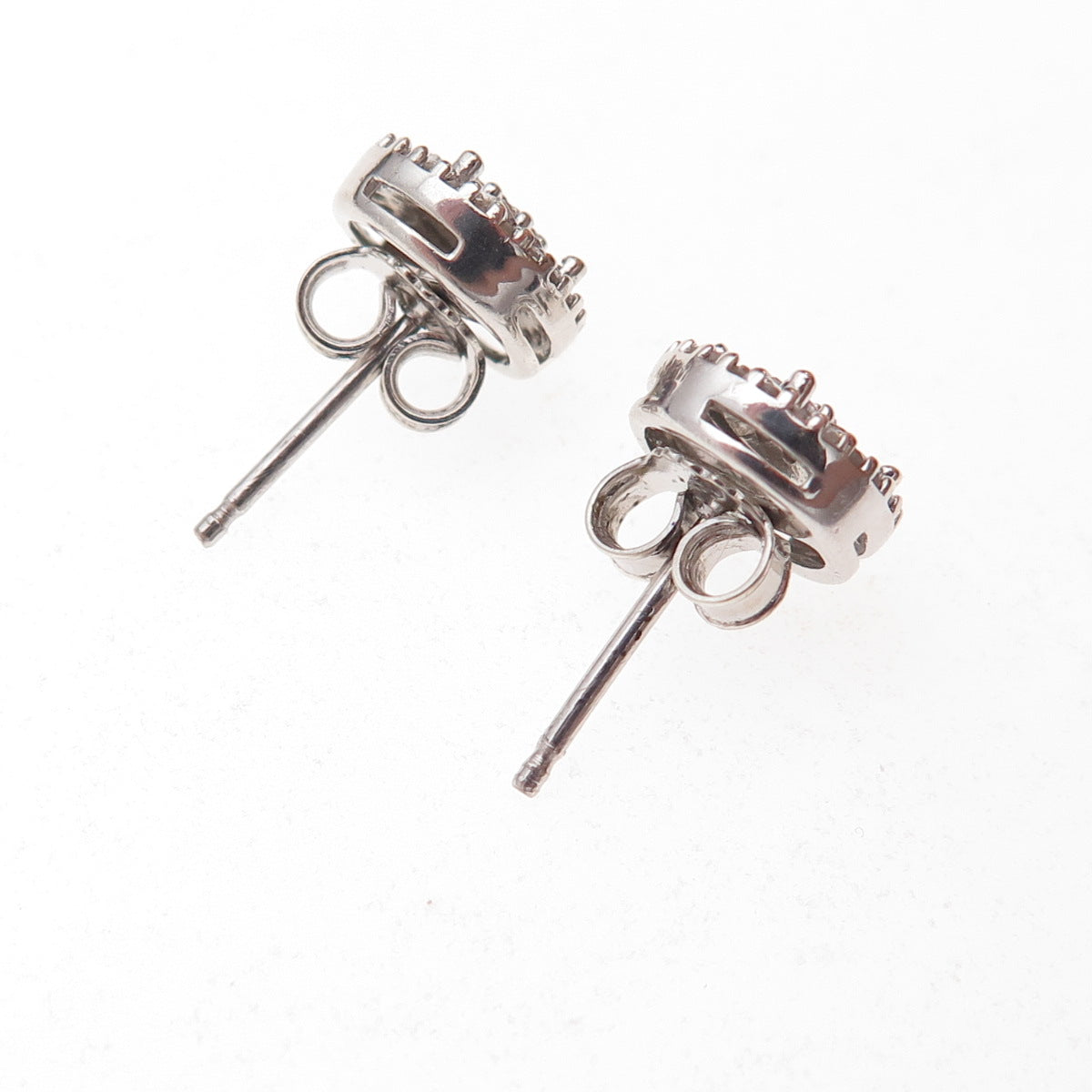 925 Sterling Silver Real Round-Cut Diamond Stud Earrings