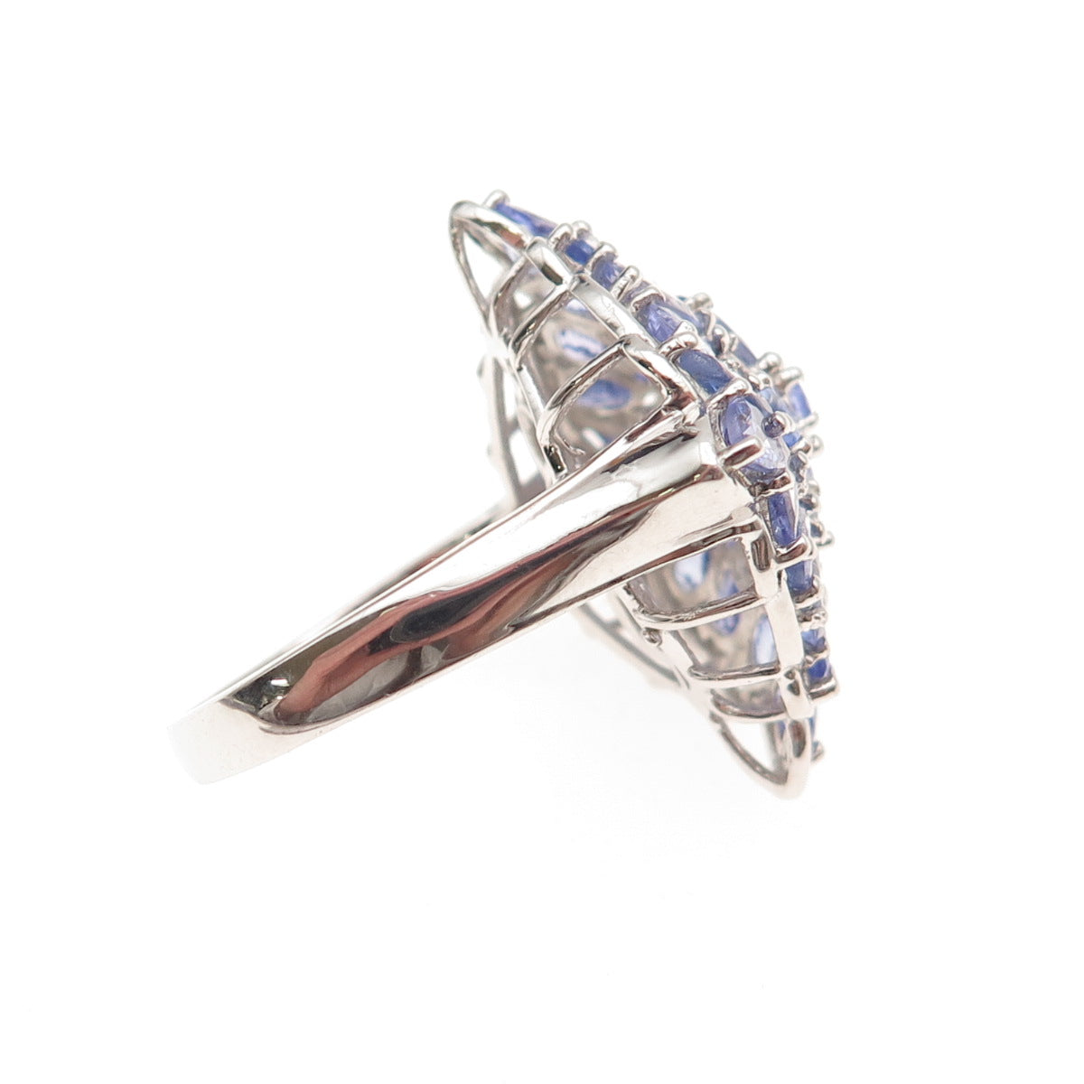 Chuck Clemency 925 Sterling Silver Real Tanzanite & White Topaz Ring Size 8.25