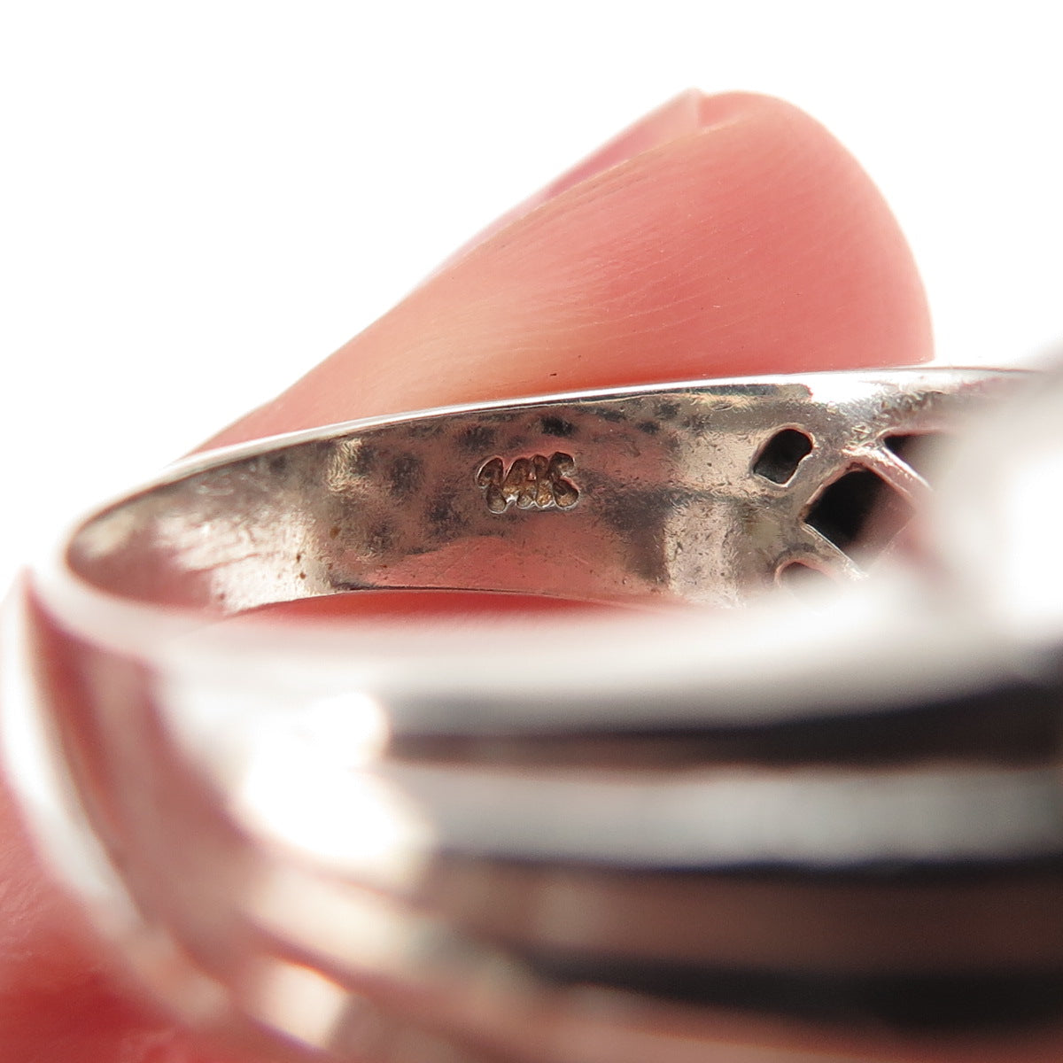 Town & Country 925 Sterling Silver 14K Gold Real Diamond Oxidized Ring Size 8.25