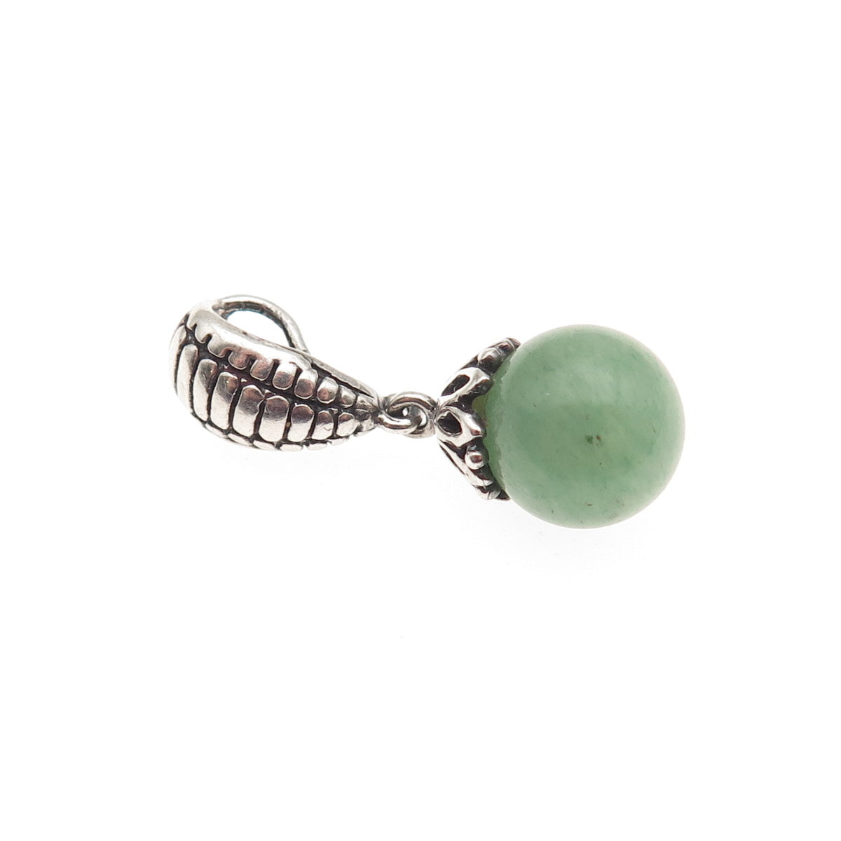 925 Sterling Silver Vintage Real Aventurine Modernist Ball Bead Charm Pendant